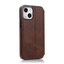 For iPhone 13 Strong Magnetic Closure PU + TPU Leather Case with Card Slots & Holder