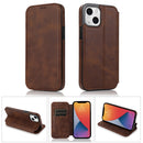For iPhone 13 Strong Magnetic Closure PU + TPU Leather Case with Card Slots & Holder