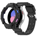 For Samsung Galaxy Watch4 44mm Armor Silicone Watch Band + Protective Case