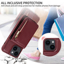 For iPhone 14 Pro Max Crossbody Lanyard Zipper Wallet Leather Phone Case