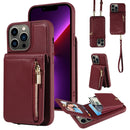 For iPhone 13 Pro Crossbody Lanyard Zipper Wallet Leather Phone Case