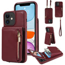 For iPhone 13 Pro Crossbody Lanyard Zipper Wallet Leather Phone Case