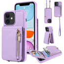 For iPhone 13 Pro Crossbody Lanyard Zipper Wallet Leather Phone Case