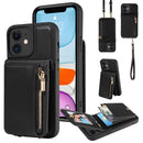 For iPhone 13 Pro Crossbody Lanyard Zipper Wallet Leather Phone Case