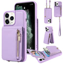 For iPhone 16 Crossbody Lanyard Zipper Wallet Leather Phone Case