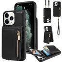For iPhone 16 Crossbody Lanyard Zipper Wallet Leather Phone Case