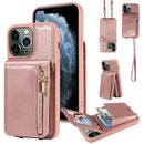 For iPhone 13 Pro Crossbody Lanyard Zipper Wallet Leather Phone Case