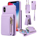 For iPhone 14 Pro Max Crossbody Lanyard Zipper Wallet Leather Phone Case