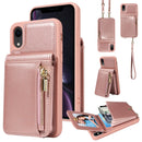 For iPhone 13 Pro Crossbody Lanyard Zipper Wallet Leather Phone Case