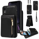 For iPhone 13 Pro Crossbody Lanyard Zipper Wallet Leather Phone Case