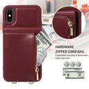 For iPhone 16 Crossbody Lanyard Zipper Wallet Leather Phone Case