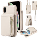 For iPhone 16 Crossbody Lanyard Zipper Wallet Leather Phone Case