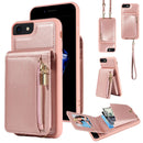 For iPhone 15 Pro Crossbody Lanyard Zipper Wallet Leather Phone Case