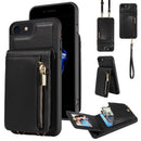For iPhone 15 Pro Crossbody Lanyard Zipper Wallet Leather Phone Case