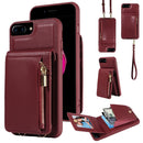 For iPhone 15 Pro Crossbody Lanyard Zipper Wallet Leather Phone Case