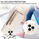 For iPhone 15 Pro Crossbody Lanyard Zipper Wallet Leather Phone Case