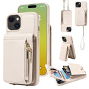 For iPhone 16 Crossbody Lanyard Zipper Wallet Leather Phone Case