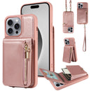 For iPhone 14 Pro Max Crossbody Lanyard Zipper Wallet Leather Phone Case