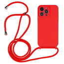 For iPhone 15 Pro Crossbody Lanyard Liquid Silicone Case