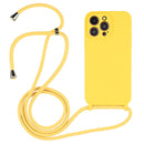 For iPhone 15 Pro Crossbody Lanyard Liquid Silicone Case