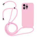 For iPhone 15 Pro Crossbody Lanyard Liquid Silicone Case