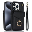 For iPhone 16 Pro Ring Holder RFID Card Slot Phone Case