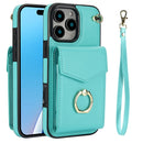 For iPhone 16 Pro Ring Holder RFID Card Slot Phone Case