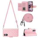 For OPPO A78 5G / A58 5G Rhombic Texture Flip Leather Phone Case with Long Lanyard