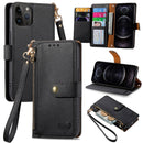 For iPhone 11 Pro Love Zipper Lanyard Leather Phone Case
