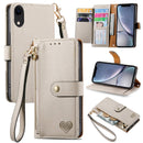 For iPhone 11 Love Zipper Lanyard Leather Phone Case