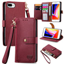 For iPhone 16 Pro Love Zipper Lanyard Leather Phone Case
