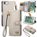 For iPhone 13 Love Zipper Lanyard Leather Phone Case