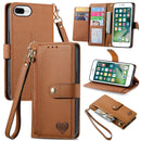 For iPhone 12 Pro Max Love Zipper Lanyard Leather Phone Case