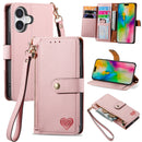 For iPhone 11 Pro Love Zipper Lanyard Leather Phone Case