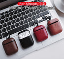 Shockproof Tough Slim Leather Cover For AirPods 1/2 Earphone Charging Case