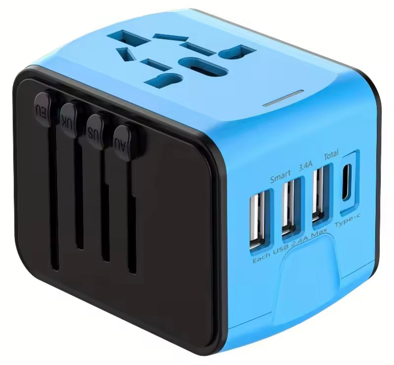 Fast 5A Universal International Travel Plug 3 USB Power Adapter Type C Worldwide