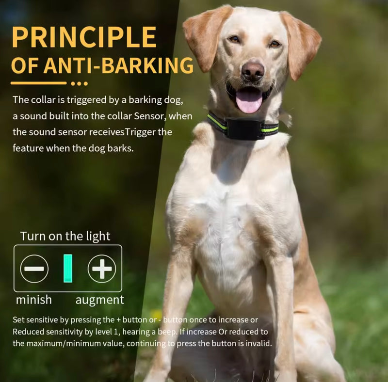 Dog Collar Anti Bark Pet Electric Training Collar Auto Stop Barking Obedience