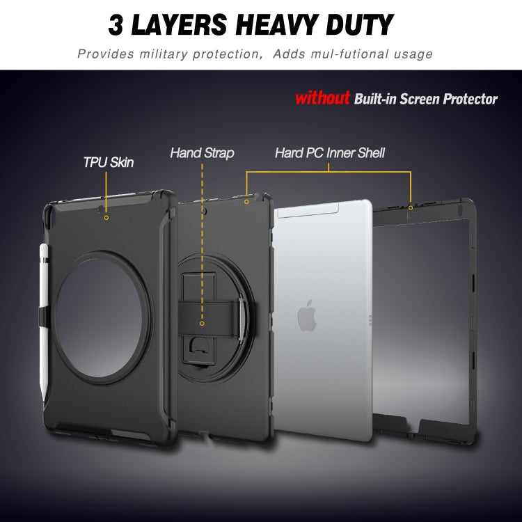 For iPad mini 3 2 1 360 Degree Rotation PC+TPU Protective Cover with Holder & Hand Strap