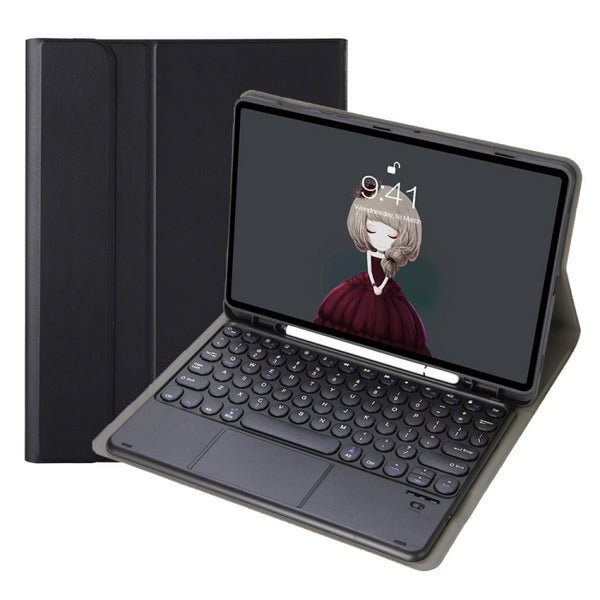 For iPad 9th 8th 7th Gen Air 3 Detachable Round Keycap Bluetooth Keyboard Leather Case with Touch Control & Pen Slot & Stand