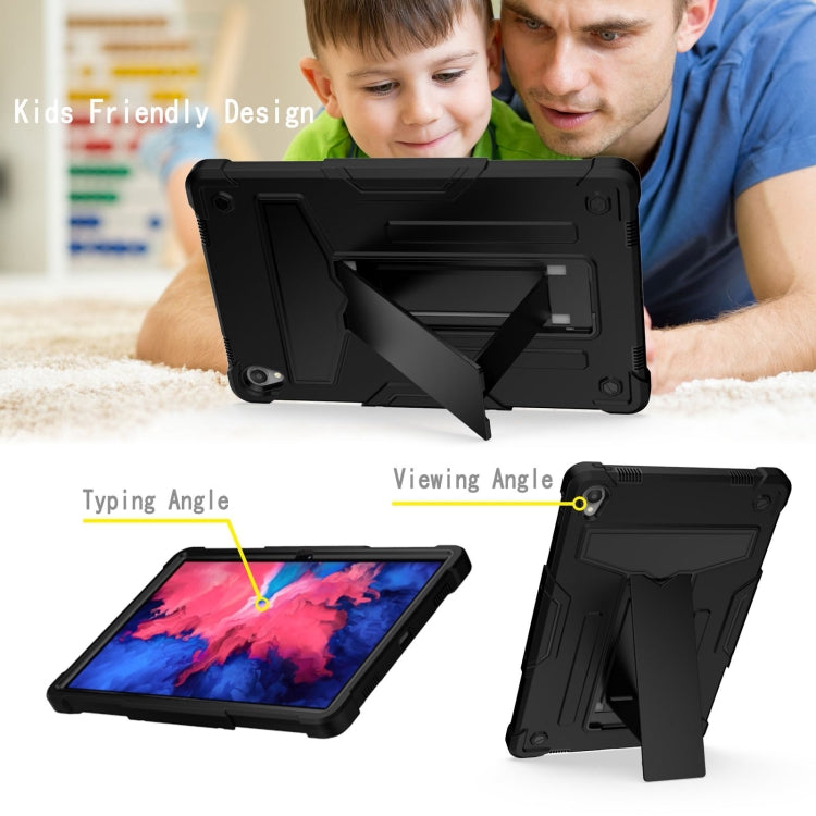 For Lenovo Tab P11 (Tab-J606F) T-shaped Bracket Shockproof PC + Silicone Flat Protective Case