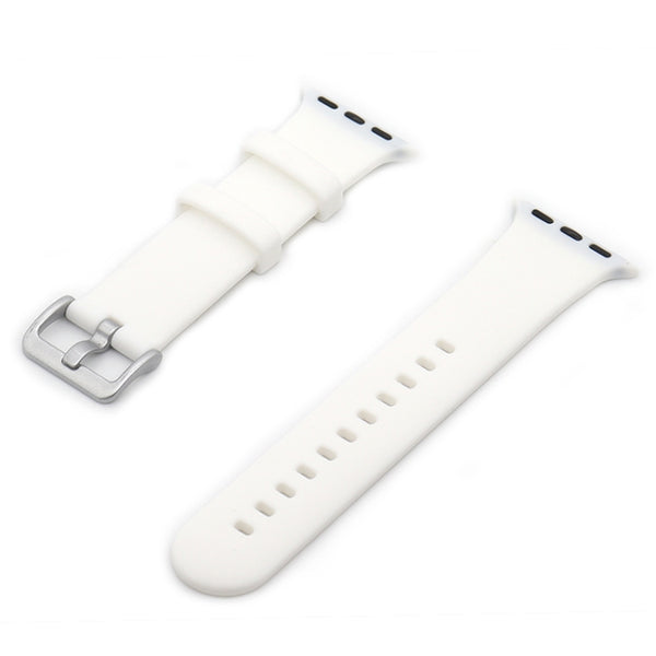 Silver Buckle Silicone Replacement Strap Watchband, For Apple Watch Series  7  45mm / & 6 & SE & 5 & 4 44mm