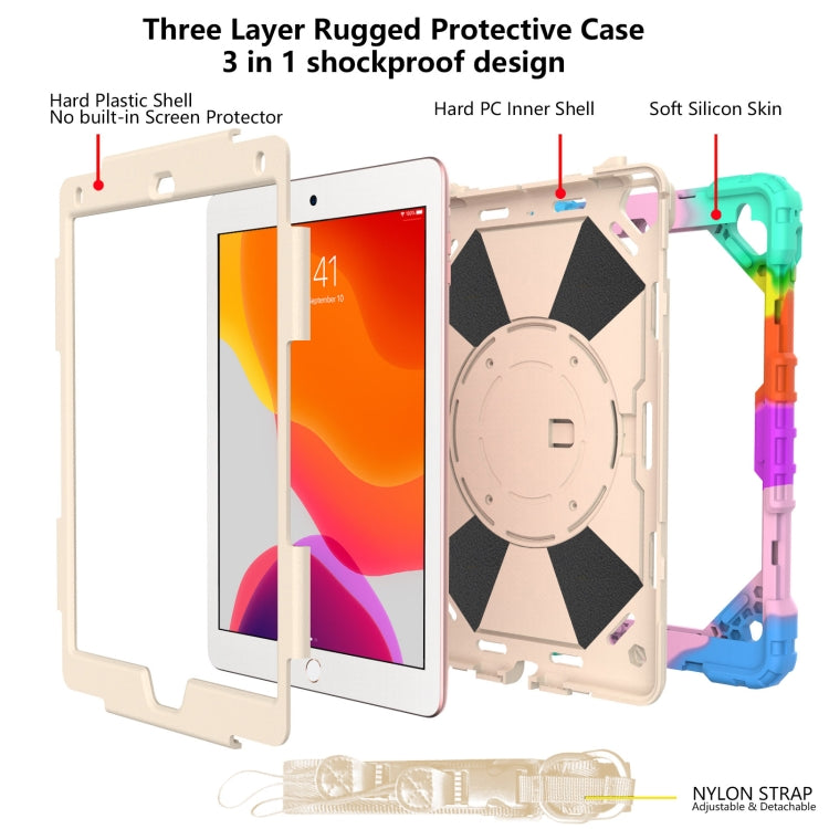 For iPad 6th 5th Gen Air 2 Silicone + PC Protective Case with Holder & Shoulder Strap