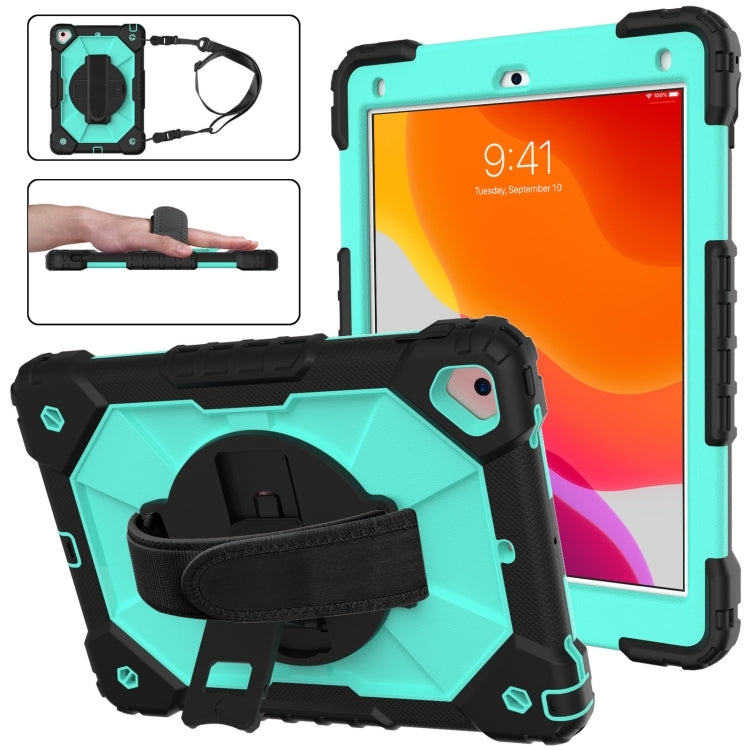 For iPad 6th 5th Gen Air 2 Silicone + PC Protective Case with Holder & Shoulder Strap