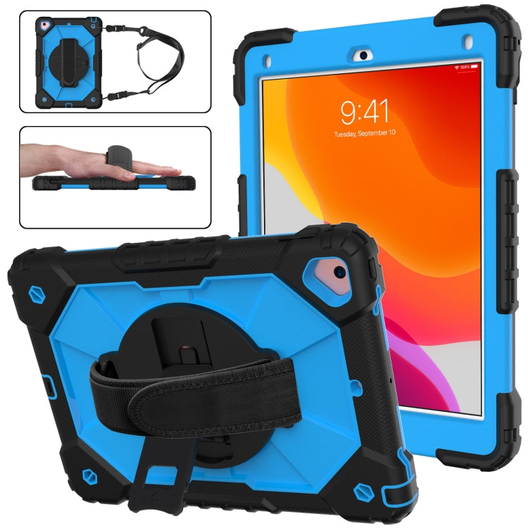 For iPad 6th 5th Gen Air 2 Silicone + PC Protective Case with Holder & Shoulder Strap