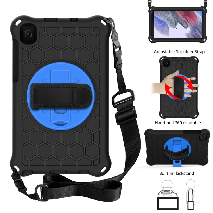 For Samsung Galaxy Tab A7 Lite 8.7 2021 T220 / T225 360 Rotation Shockproof Silicone PC Protective Case with & Shoulder Strap & Hand Strap