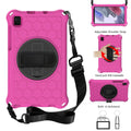 For Samsung Galaxy Tab A7 Lite 8.7 2021 T220 / T225 360 Rotation Shockproof Silicone PC Protective Case with & Shoulder Strap & Hand Strap