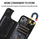 For iPhone 13 Double Buckle Shockproof PU Protective Wallet Case with Card Slots