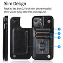 For iPhone 13 Double Buckle Shockproof PU Protective Wallet Case with Card Slots
