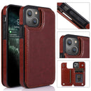 For iPhone 13 Double Buckle Shockproof PU Protective Wallet Case with Card Slots