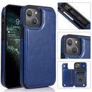 For iPhone 13 Double Buckle Shockproof PU Protective Wallet Case with Card Slots
